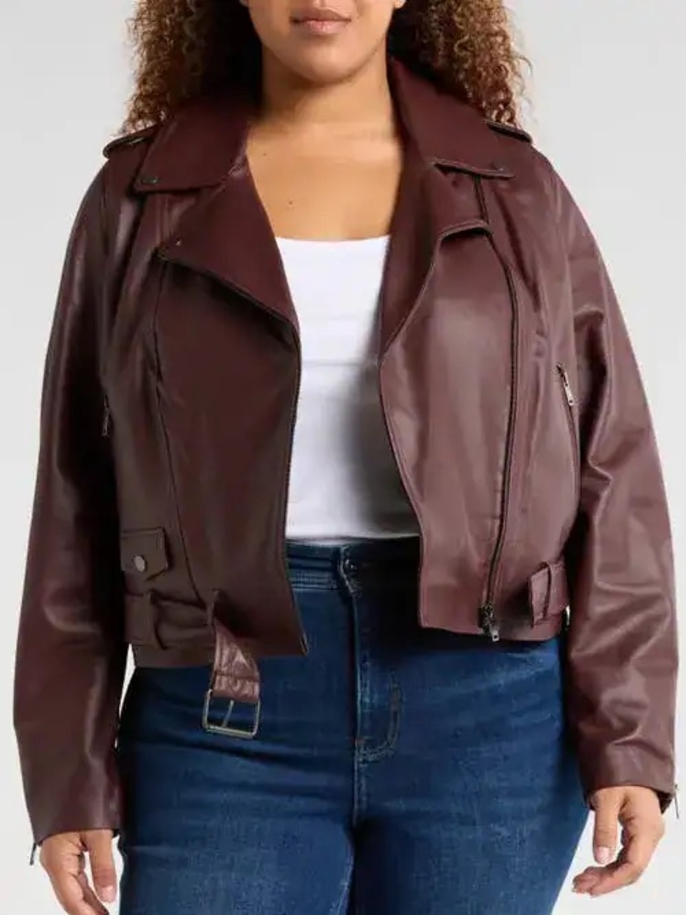 NWT UNIVERSAL STANDARD Leeron Leather Moto Jacket Chili Chocolate L 22/24